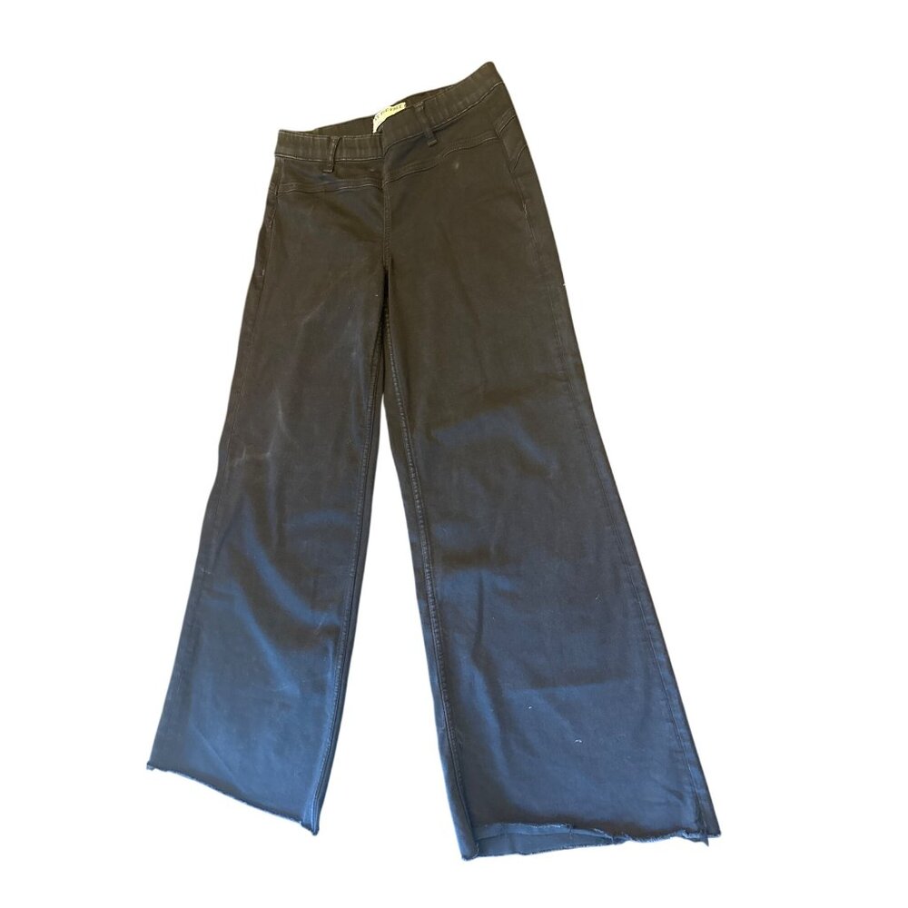 We The Free Black Wide-Leg Cropped Denim‎ Pants Jeans Small Pull On